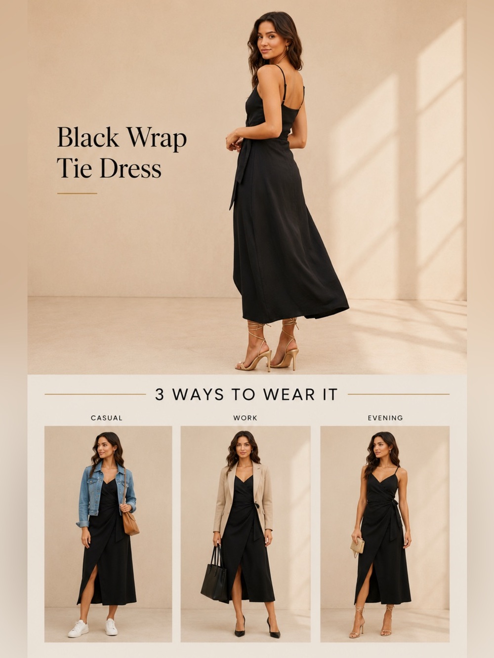 Zara Linen Blend Knotted Slip Dress – Black – Size Small – NWT